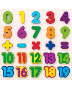 Puzzle din lemn Woody - Cifrele de la 1 la 20 si semne aritmetice