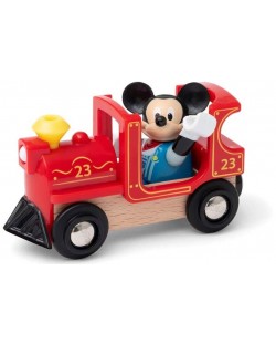 Jucarie de lemn Brio - Locomotiva si figurina Mickey Mouse