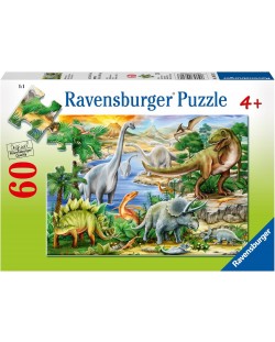 Puzzle pentru copii Ravensburger  din 60 piese - Viața preistorică