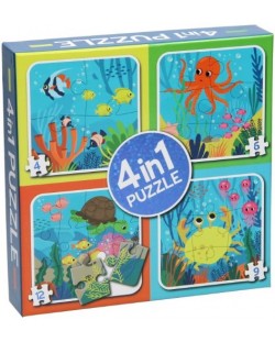 Puzzle pentru copii Win Holland 4 în 1 - Aventuri subacvatice
