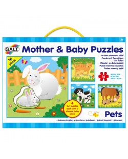 Puzzle-uri pentru copii 4 in 1 Galt - Mame si pui, Animale domestice
