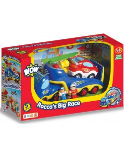 Jucarie pentru copii WOW Toys - Camion cu masina, concurentul Rocco