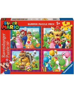 Puzzle pentru copii  Ravensburger din  4 x 100 piese - Super Mario