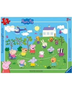 Puzzle pentru copii Ravensburger din 11 piese - Peppa Pig cu coarda de sarit