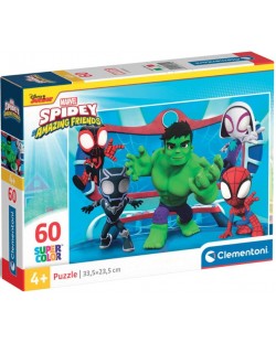 Puzzle pentru copii Clementoni din 60 piese - Spidey și prietenii săi minunați