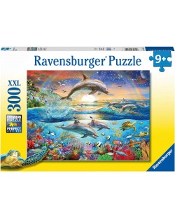 Puzzle pentru copii Ravensburger  din 300 XXL piese - Paradisul delfinilor