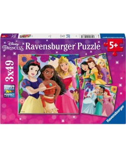 Puzzle pentru copii Ravensburger  3 x 49 piese - Prințese Disney