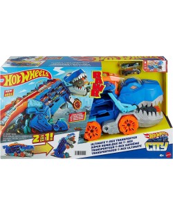 Jucărie 2 în 1 Hot Wheels City - T-Rex, cu 2 mașini