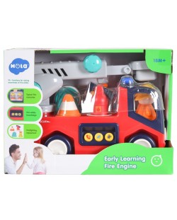 Jucărie din lemn  2 в 1 Hola Toys - Stația de pompieri muzicală