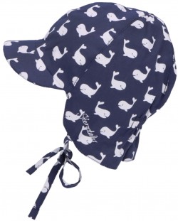 Pălărie de vară pentru copii cu viziera și protecție UV 50+ Sterntaler - Cu balene, 49 cm, 12-18 luni
