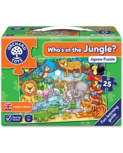 Puzzle pentru copii Orchard Toys - Cine traieste in jungla, 25 piese