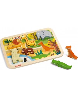 Puzzle pentru copii cu piese 3D Janod - Gradina Zoologica