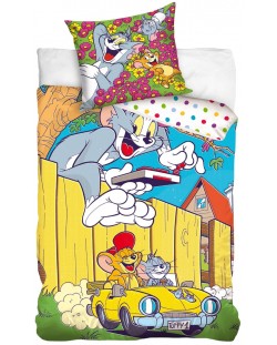 Set de lenjerie de pat pentru din copii 2 piese Sonne - Tom & Jerry Happy 