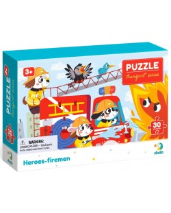 Puzzle pentru copii Seria Transport Dodo - Pompieri, 30 piese