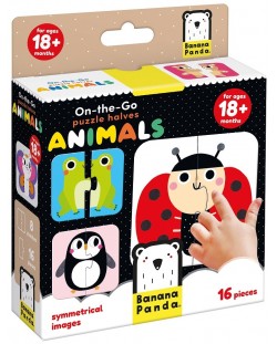 Puzzle pentru bebeluși Banana Panda 8 în 1 - Jumătăți ale animalelor