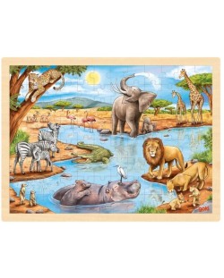Puzzle din lemn pentru copii Goki - African Savannah, 96 de piese	