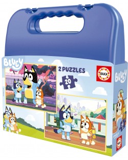 Puzzle pentru copii în servietă Educa de 2 x 20 piese - Bluey