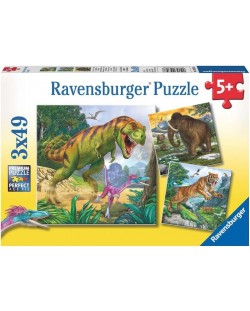 Puzzle pentru copii  Ravensburger 3 x 49 piese - Conducători preistorici