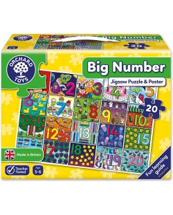 Puzzle pentru copii Orchard Toys - Cifre mari, 20 piese