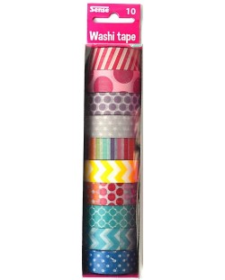Banda adeziva decorativa Sense - Washi Tape, 10 buc. sortiment