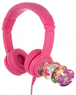 Căști pentru copii  cu microfon BuddyPhones - Explore+, roz