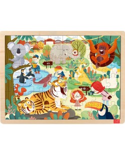 Puzzle din lemn pentru copii Toi World - Gradina zoologica, 48 piese