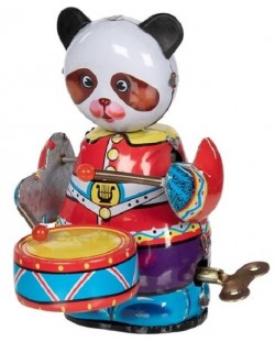 Jucărie pentru copii Goki - Panda metalică cu tobă, cu mecanism de învârtire