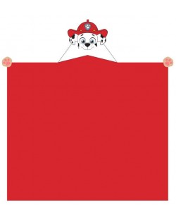 Pătură pentru copii cu glugă 3D Sonne - Marshall Paw Patrol, 110 x 140 cm, roşie