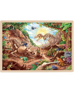 Puzzle din lemn pentru copii Goki - Fosile de dinozauri, 96 de piese