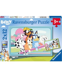 Puzzle pentru copii Ravensburger  din 2 x 12 piese - Distrează-te cu Bluey