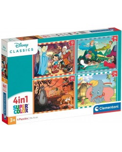 Puzzle pentru copii  Clementoni 4 в 1 - Filme clasice Disney