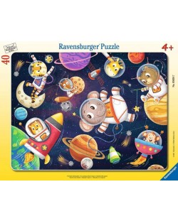 Puzzle pentru copii Ravensburger  din 40 piese - Animal astronauts