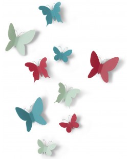 Decor pentru perete Umbra - Mariposa, 9 fluturi, multicolor