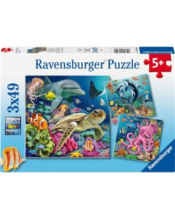 Puzzle pentru copii Ravensburger  3 x 49 piese - Sub apă