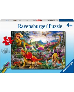 Puzzle pentru copii Ravensburger  din 35 piese - Teroarea lui T-Rex