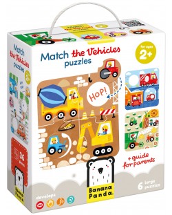 Puzzle pentru copii Banana Panda 6 în 1 - Conectează mijloacele de transport