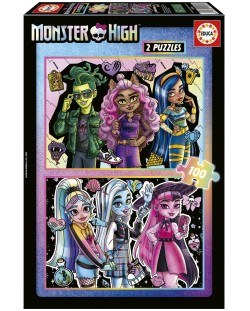 Puzzle pentru copii Educa din 2 x 100 de piese - Monster High