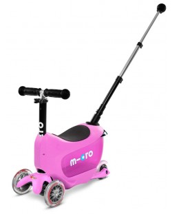 Scooter pentru copii 2 în 1 Micro - Mini2Go Deluxe Plus, roz