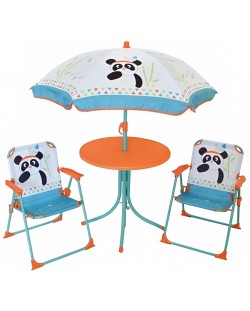 Set de grădină pentru copii Fun House - Masă cu scaune și umbrelă, Panda