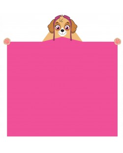 Pătură pentru copii cu glugă 3D Sonne - Sky Paw Patrol, 110 x 140 cm, roz