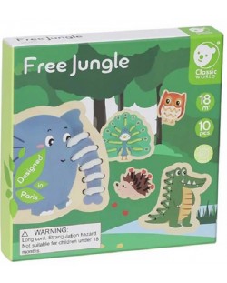 Joc pentru copii pentru înşirare Classic World - Animale din junglă