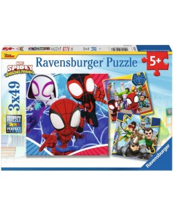 Puzzle pentru copii Ravensburger  3 x 49 piese - Spidey și prietenii săi minunați