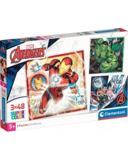 Puzzle pentru copii  Clementoni din 3 x 48 piese - The Avengers