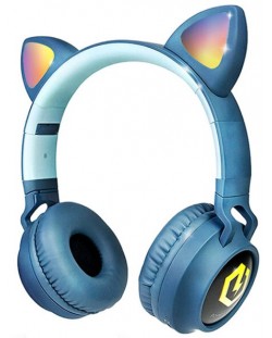Casti pentru copii PowerLocus - Buddy Ears, wireless, albastre