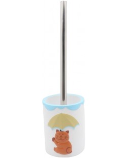 Perie de toaletă pentru copii Inter Ceramic - Cat and Dog, 9.8 x 39.5 cm