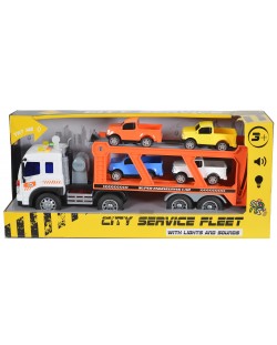 Jucărie pentru copii Moni Toys - Transportor auto cu sunet și lumină, 1:16