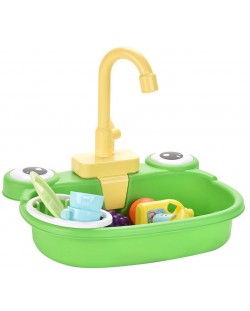 Chiuveta de bucătărie pentru copii Ntoys - Cu apă curentă și accesorii, Frog, sortiment