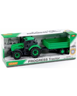 Jucărie Polesie Progress - Tractor de inerție cu remorcă
