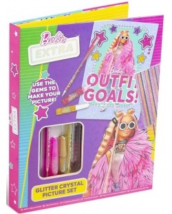 Set pentru copii Barbie - Creează o pictură cu paiete și cristale