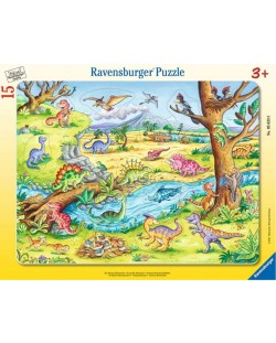 Puzzle pentru copii Ravensburger  din 15 piese - Mici dinozauri